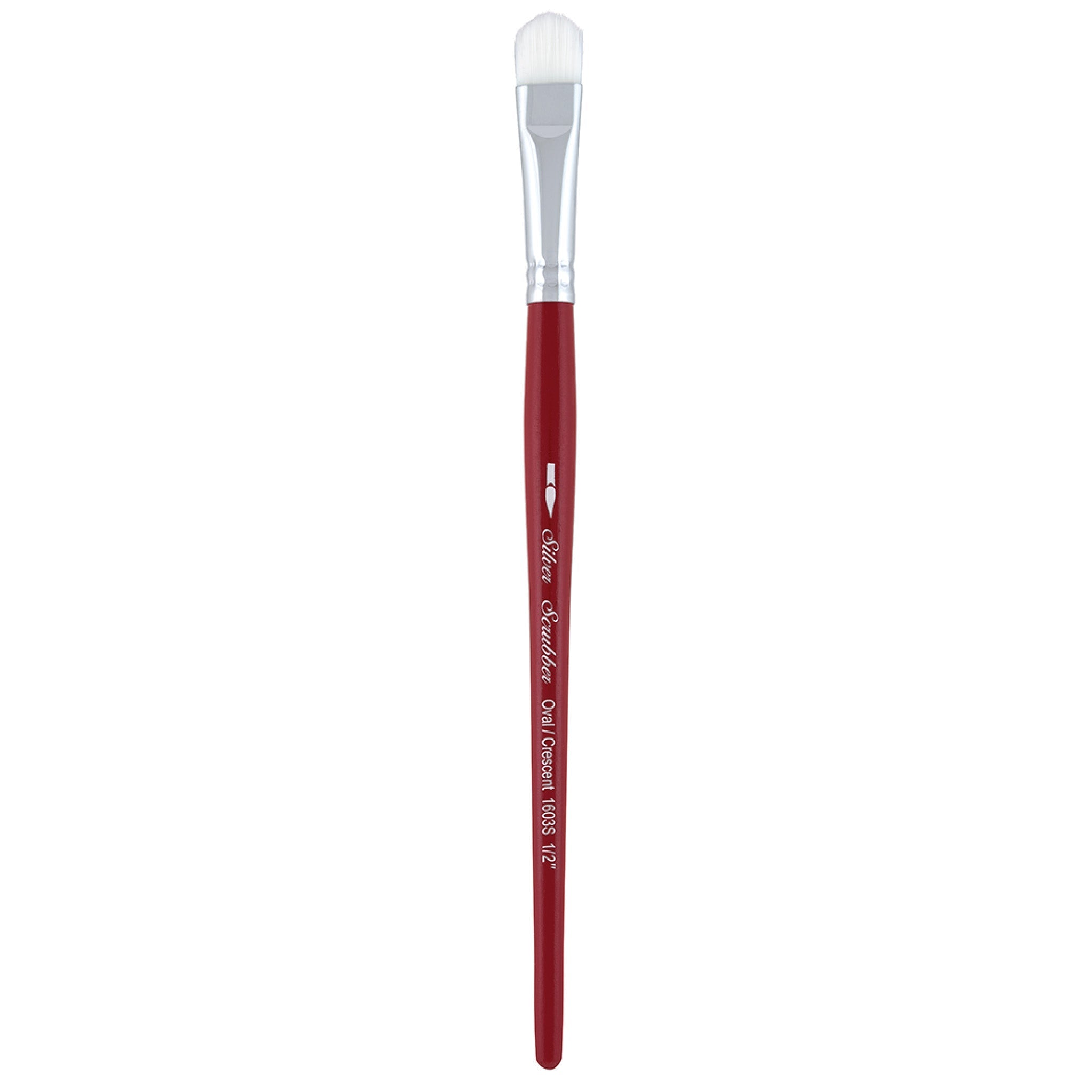 Silver Scrubber™ Oval/Crescent Paintbrush | Short Handle | 1603S - Size 1/2