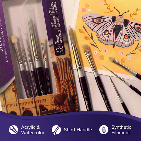 Silver Silk 88® 5pc Decorative Painting Set | Short Handle | SK-8105S - Decorative Painting Set