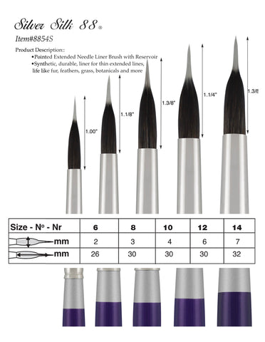Silver Silk 88® Silver Needle Point Liner Paintbrush | Short Handle | 8854