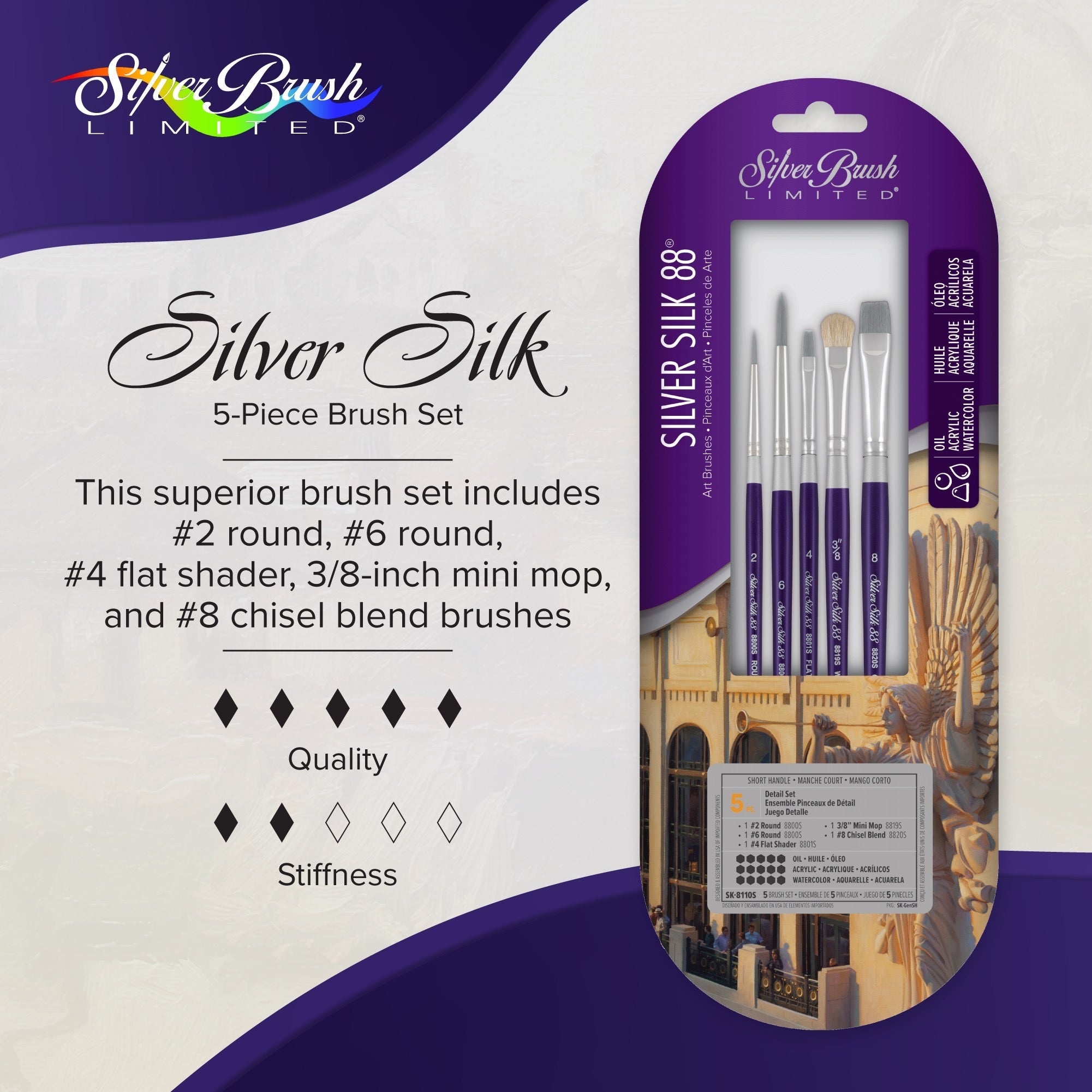 Silver Silk 88® SH 5pc Set 110 | Short Handle | SK-8110S - Large Size Set