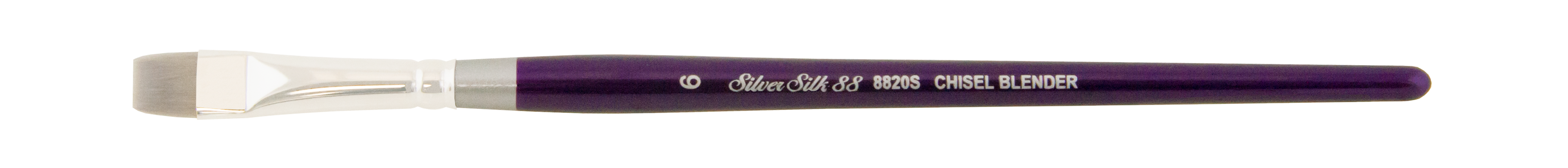 Silver Silk 88® Silver Synthetic Chisel Blender Paintbrush | Short Handle | 8820S - Size 6