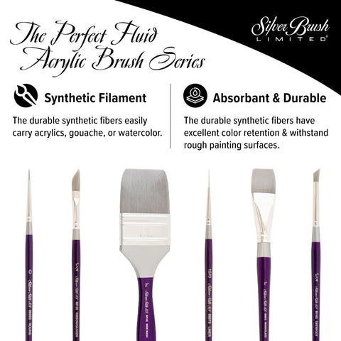 Silver Silk 88® Silver Synthetic Chisel Blender Paintbrush | Short Handle | 8820S