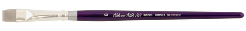Silver Silk 88® Silver Synthetic Chisel Blender Paintbrush | Short Handle | 8820S - Size 8