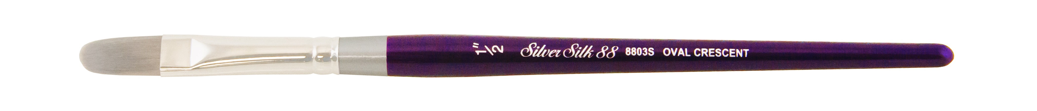Silver Silk 88® Silver Synthetic Oval Crescent Paintbrush | Short Handle | 8803S - Size 1/2