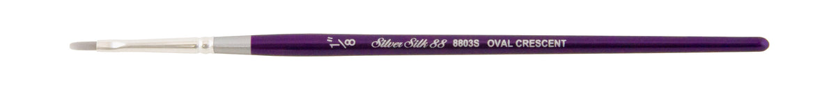 Silver Silk 88® Silver Synthetic Oval Crescent Paintbrush | Short Handle | 8803S - Size 1/8