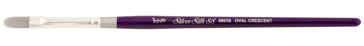 Silver Silk 88® Silver Synthetic Oval Crescent Paintbrush | Short Handle | 8803S - Size 3/8