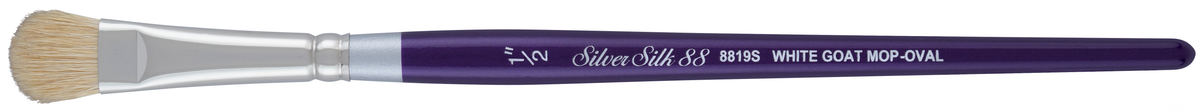 Silver Silk 88® White Goat Hair Mini Mop Paintbrush | Short Handle | 8819S - Size 1/2