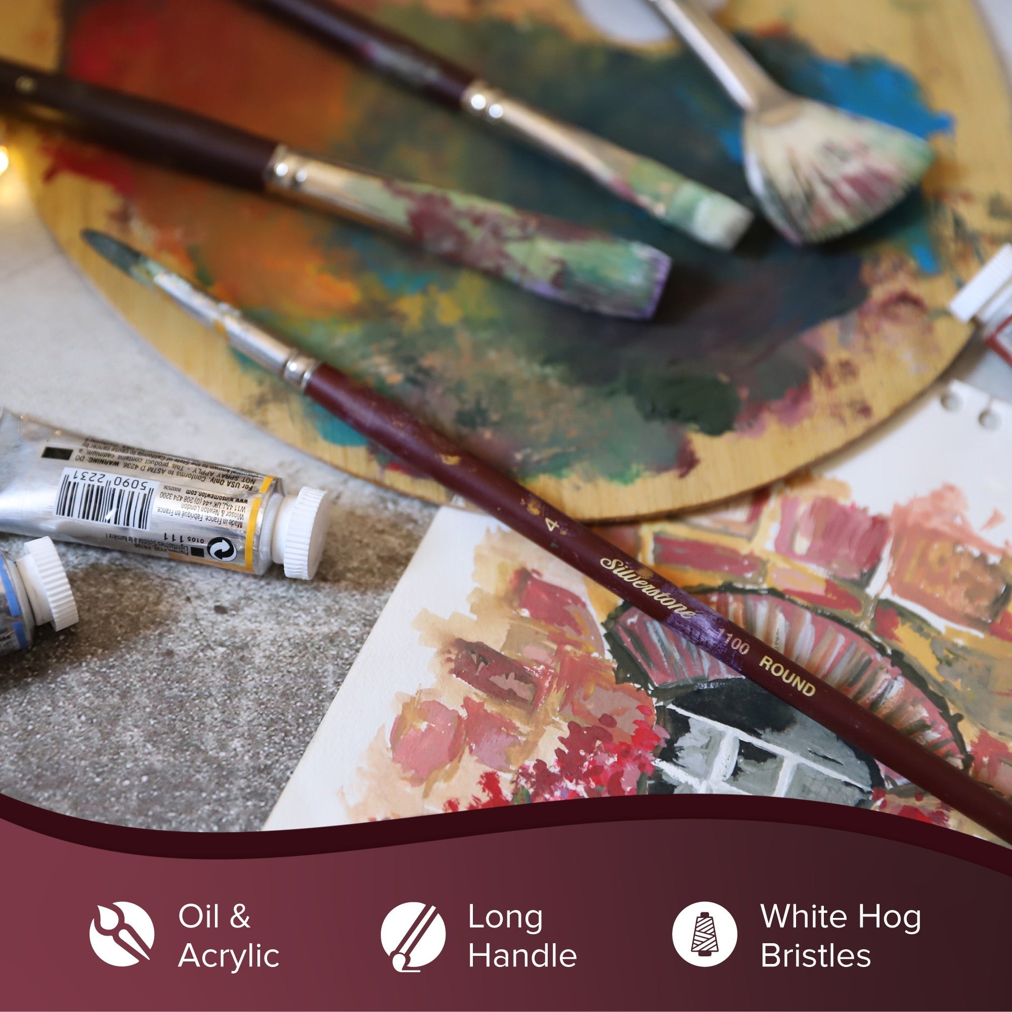 Silverstone® Round Paintbrush | Long Handle | 1100
