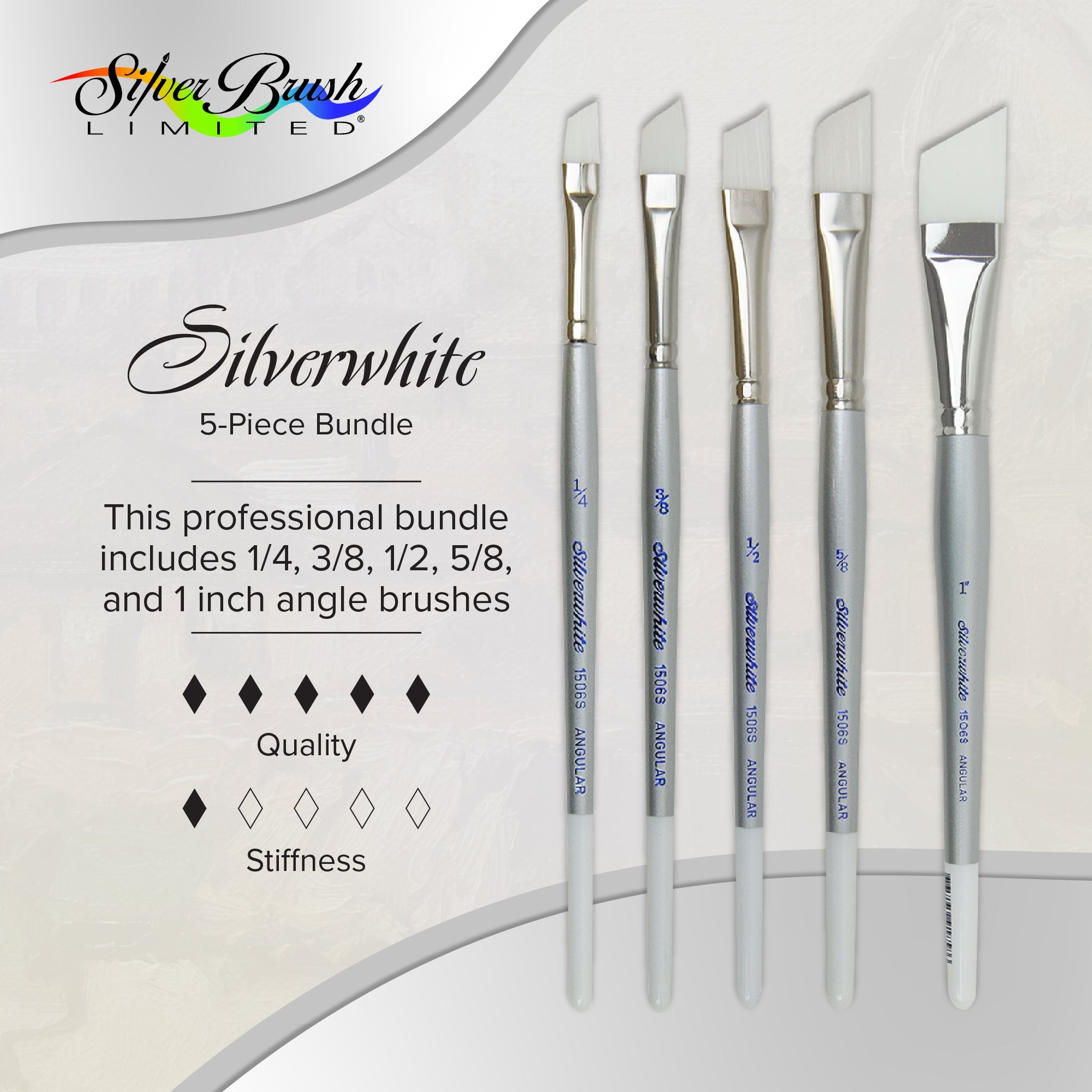Silverwhite® 5pc Angle Brush Set | Short Handle | SW-1587S - Short Handle Angles