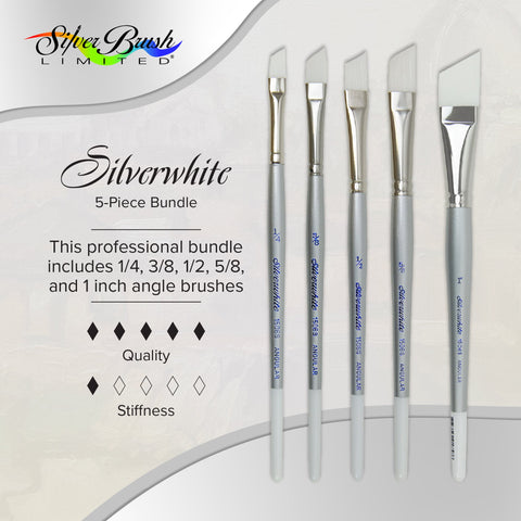 Silverwhite® 5pc Angle Brush Set | Short Handle | SW-1587S - Short Handle Angles