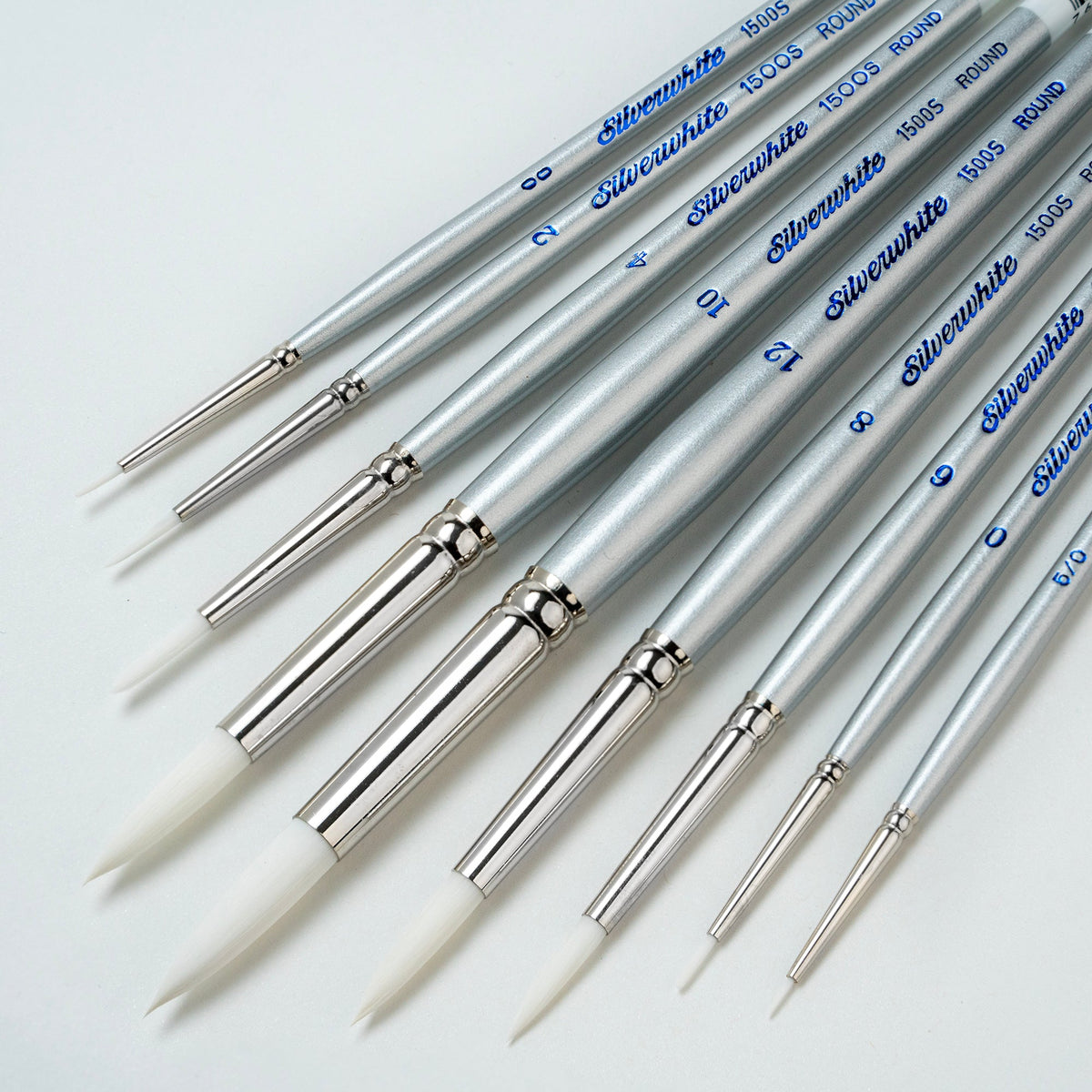 Silverwhite® 9pc Round Brush Set | Short Handle | SW-1584S - Short Handle Rounds