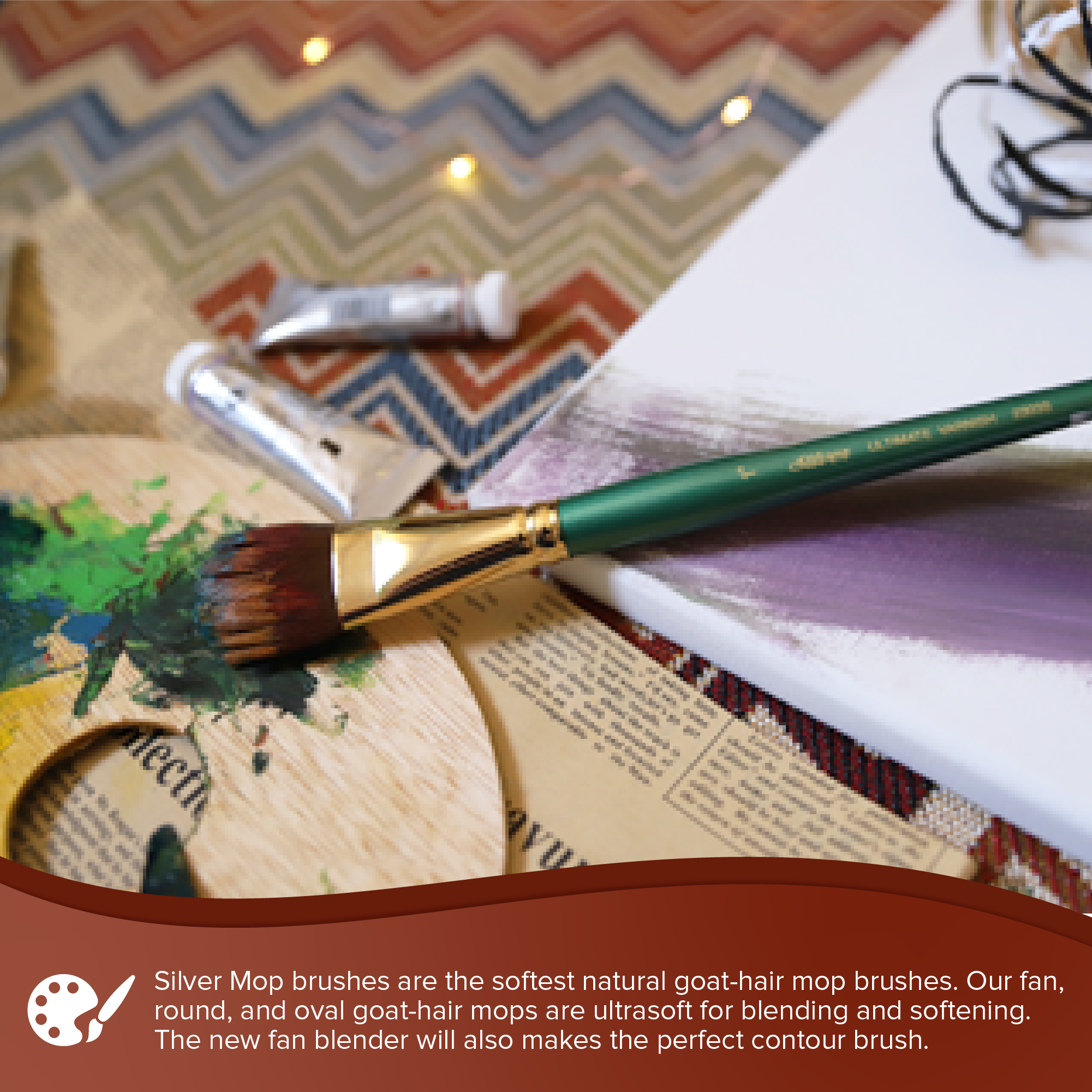 Ultimate Varnish Mop™ Oval Paintbrush | Short Handle | 2303S - Size 1 Inch