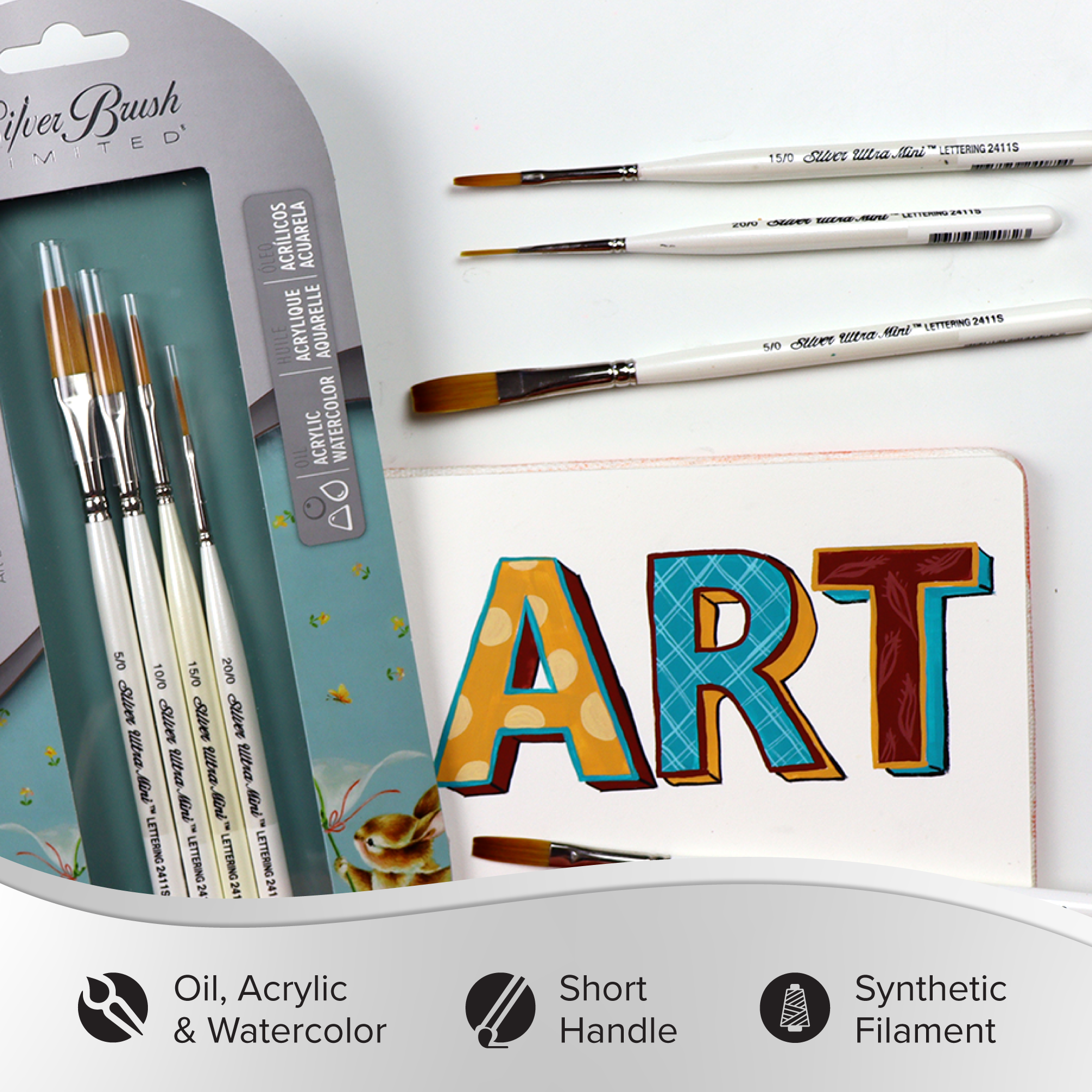 Ultra Mini® 4pc Lettering Set | Short Handle | UMS-2450S - Lettering/Calligraphy Set